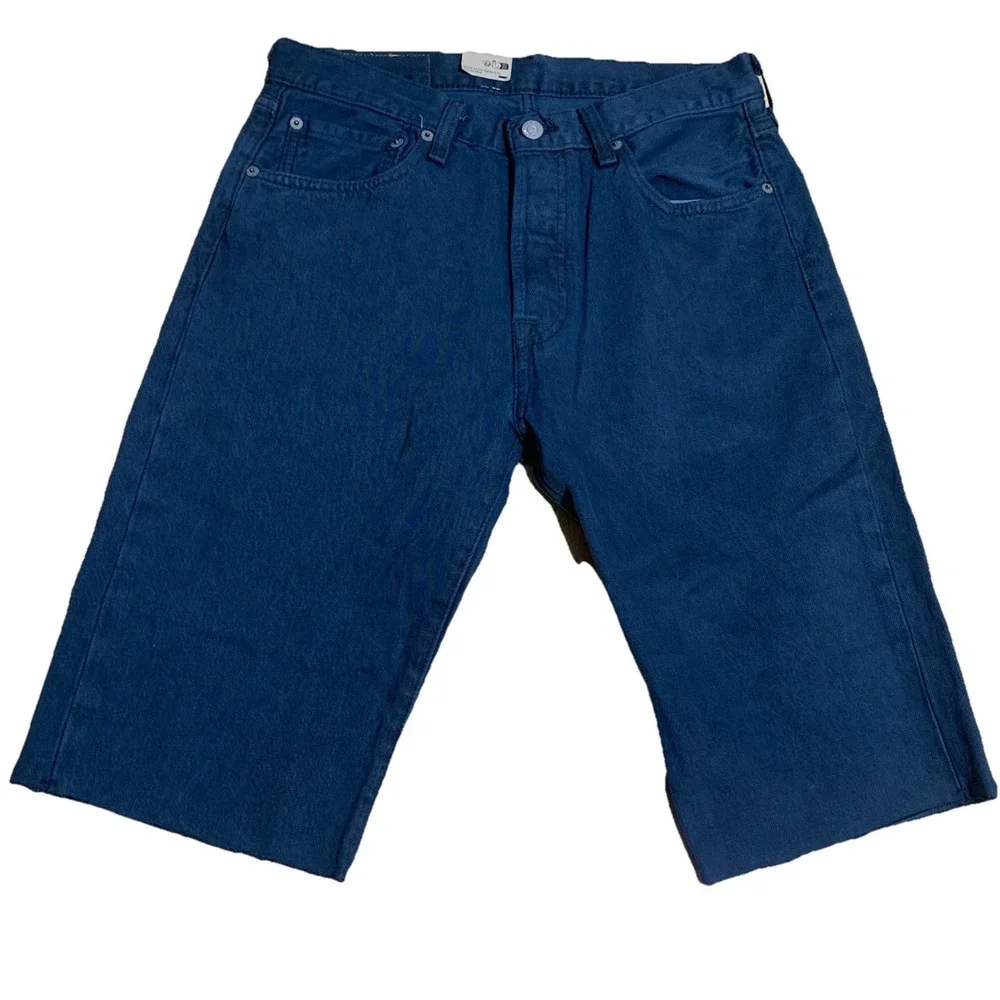 Levi's 501 Button Fly Blue Dark Cut Off‎ Shorts Mens  Size 31X12